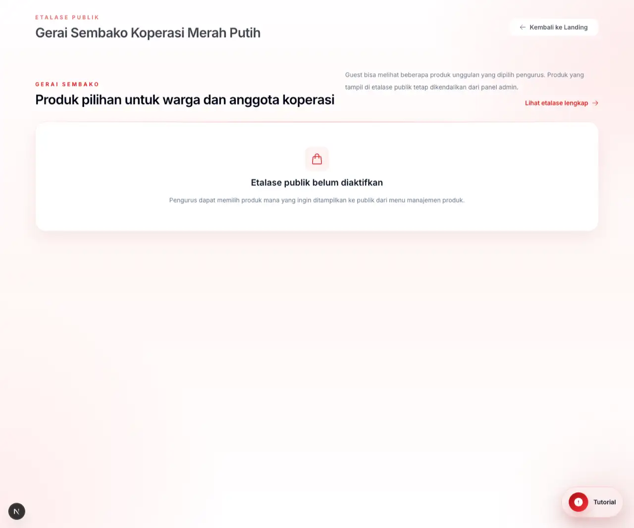 Screenshot etalase publik Koperasi Merah Putih