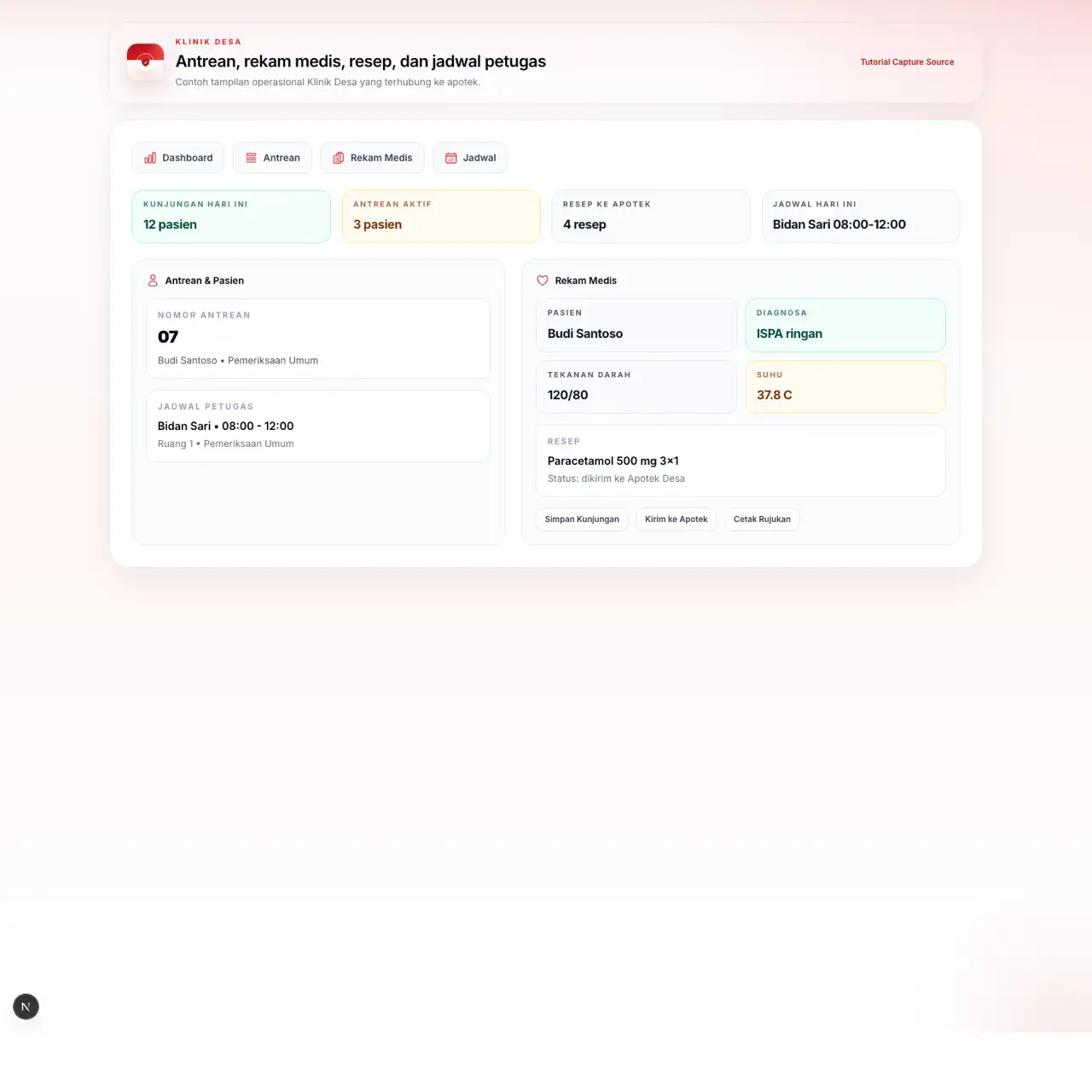 Screenshot halaman Klinik Desa